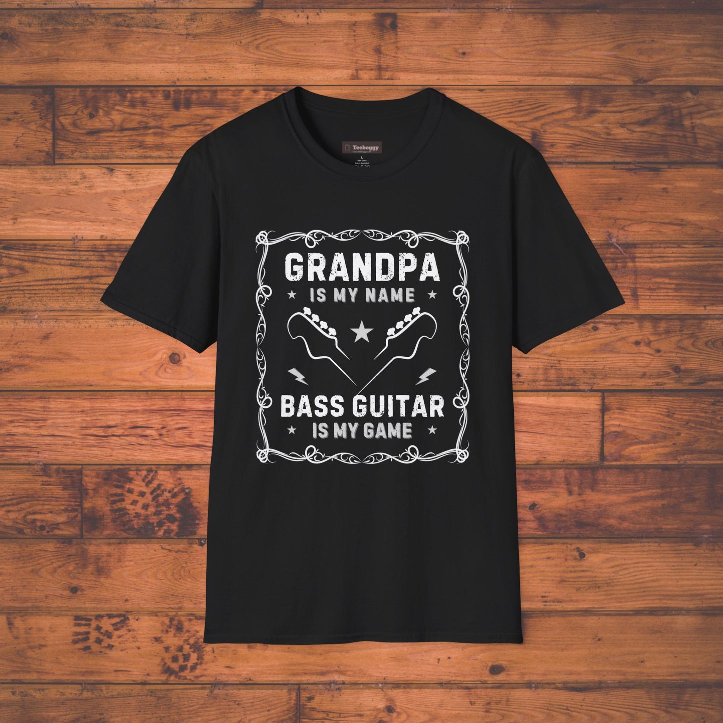 Grandpa Is My Name, Bass Guitar Is My Game T-Shirt — Bassist Grandpa Tee