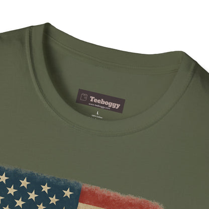 Rock & Roll T-Shirt — "In Rock & Roll We Trust" USA Flag Patriotic Tee