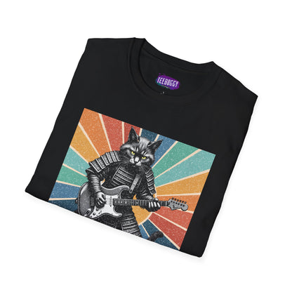 Samurai Cat Guitar Katana T-Shirt