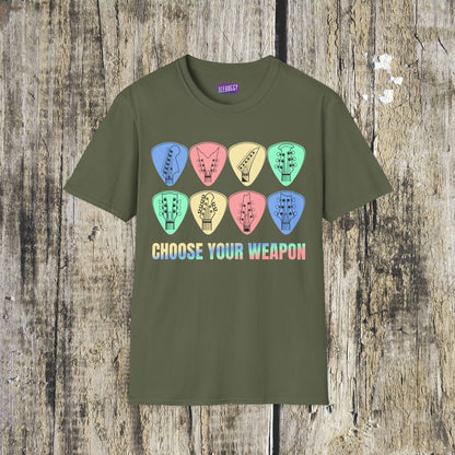 Guitar Plectrum T-Shirt - Choose Your Weapon