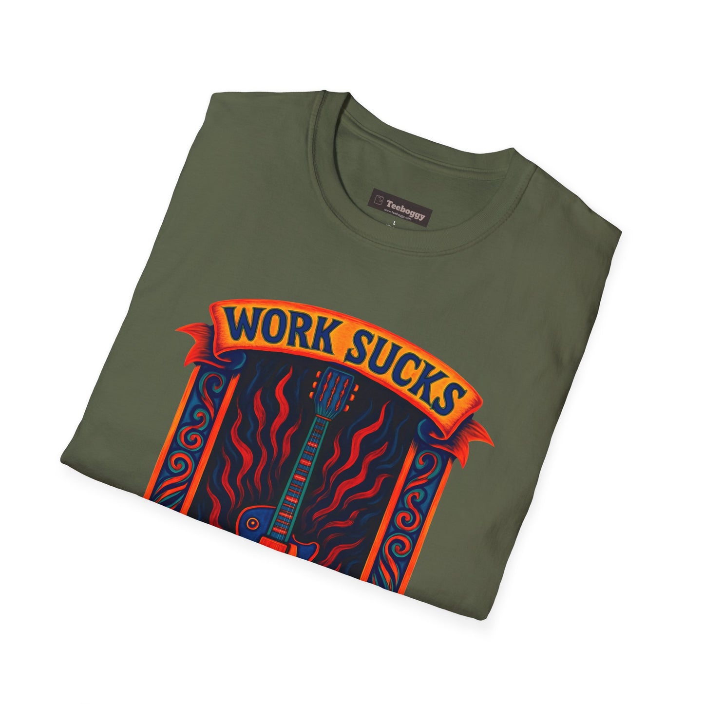 Work Sucks, Let’s Rock T-Shirt — Rock Guitar Graphic Tee