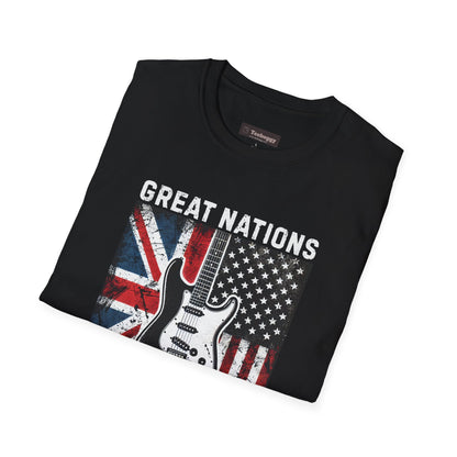 Great Nations Make Great Rock and Roll T-Shirt — USA & UK Flag Rock Tee