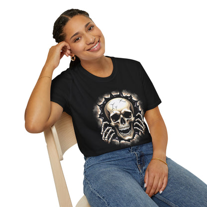 Skull Ripping Through T‑Shirt — Horror Metal Graphic Tee