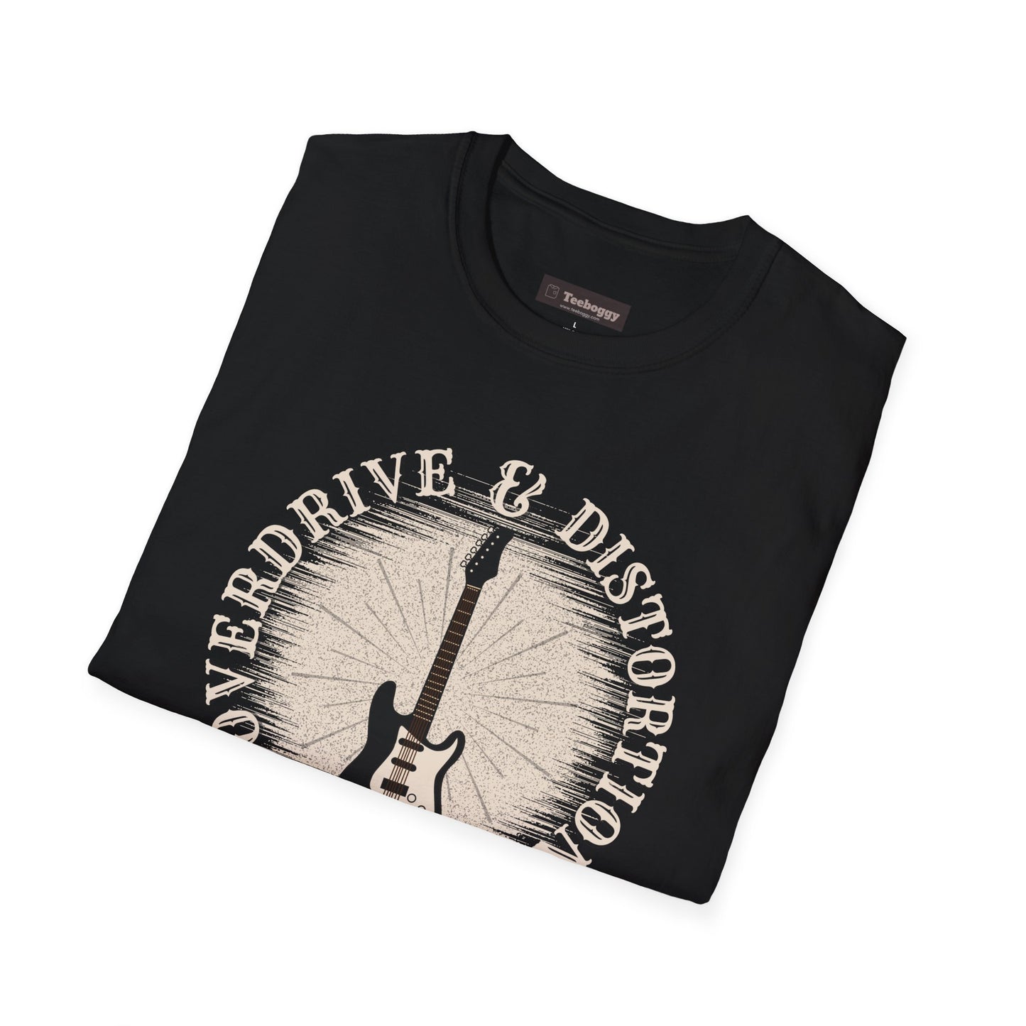 Overdrive & Distortion Guitar T-Shirt — Retro Stratocaster Design
