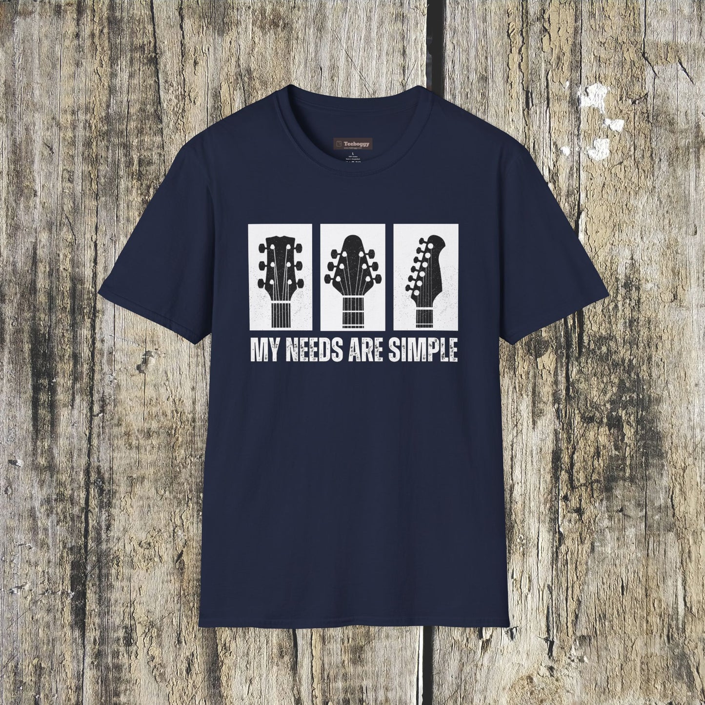 Guitar Headstocks Tee — "My Needs Are Simple!"