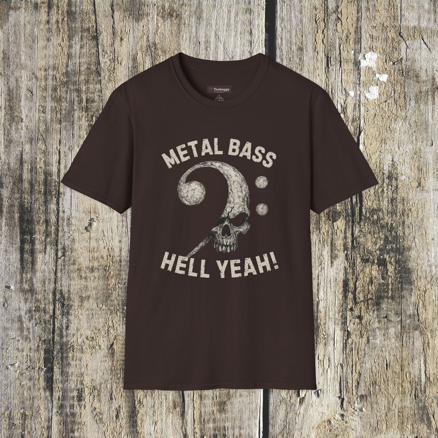 Metal Bass Skull T-Shirt — "Metal Bass, Hell Yeah!"