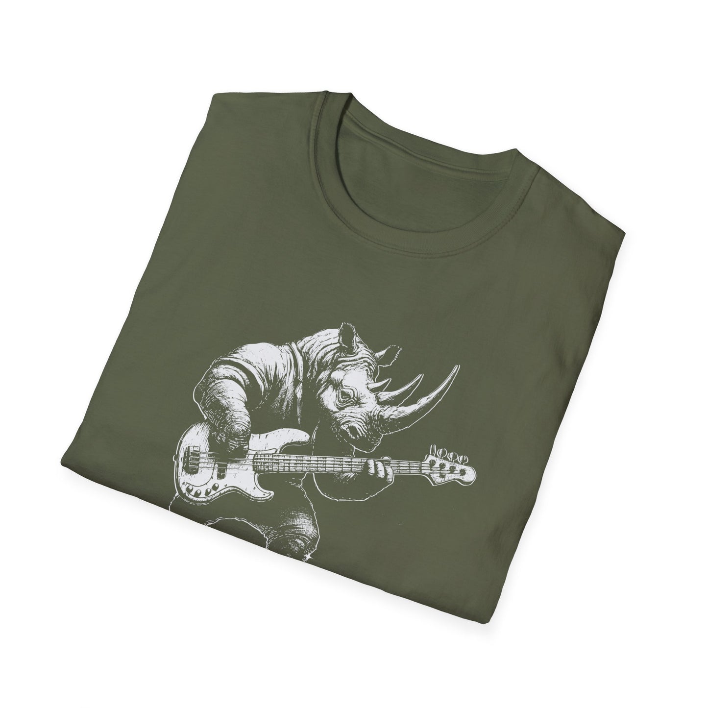 Heavy Bass Addiction T-Shirt — Rhino Playing Bass for Bassists & Music Lovers