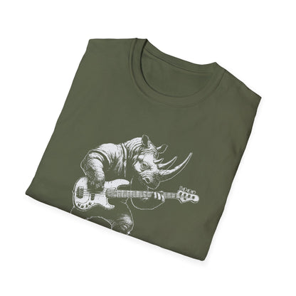 Heavy Bass Addiction T-Shirt — Rhino Playing Bass for Bassists & Music Lovers
