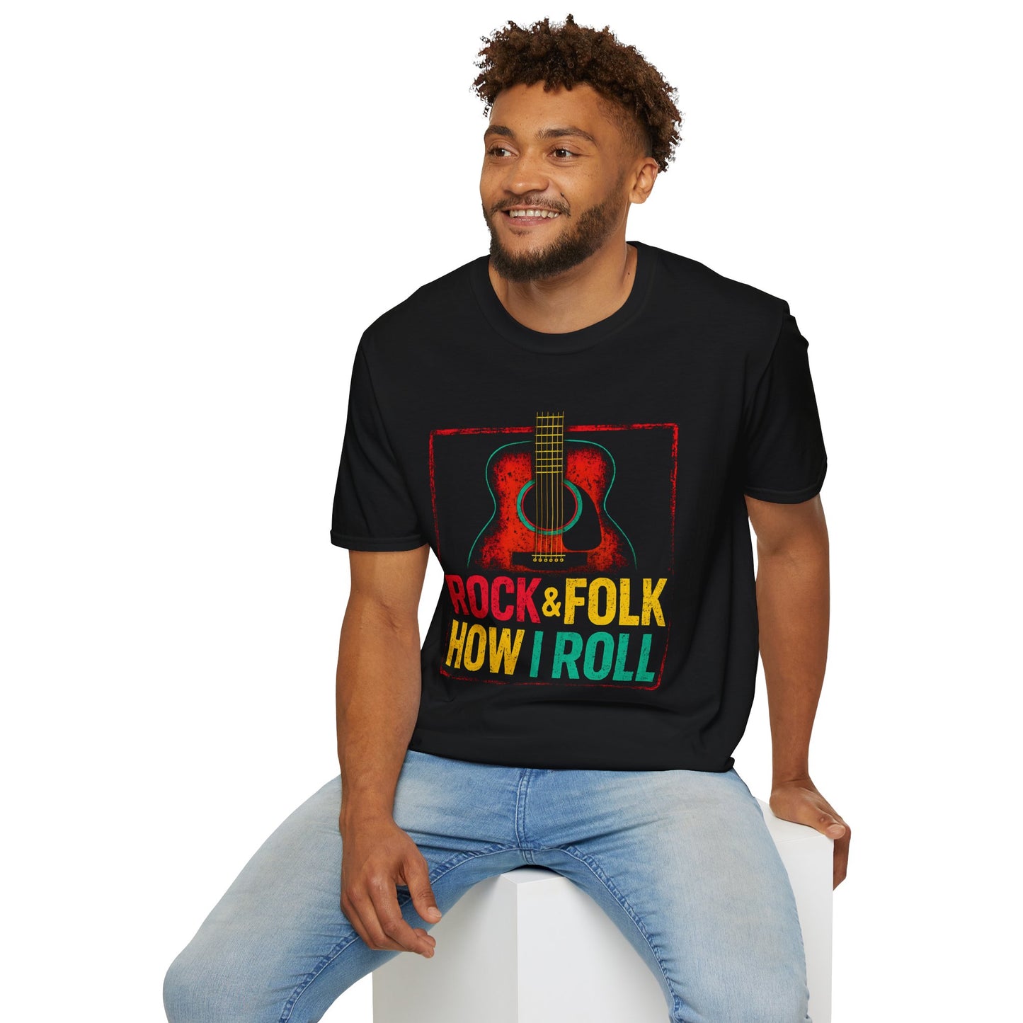 Rock & Folk How I Roll T-Shirt — Acoustic Guitar Music Tee