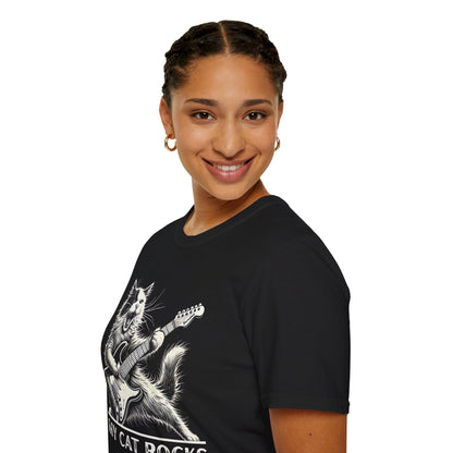 My Cat Rocks T-Shirt — Cat Playing Guitar Tee for Music Lovers