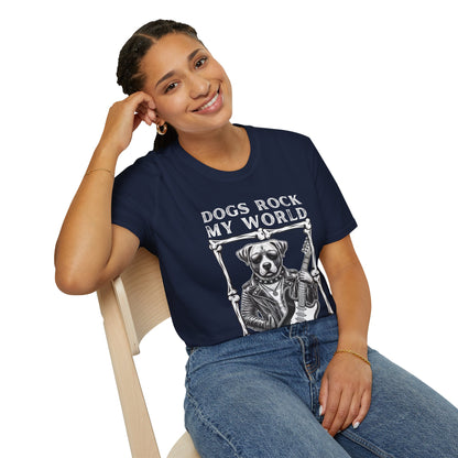 Dogs Rock My World, T-Shirt — Rock & Roll Dog Graphic Tee