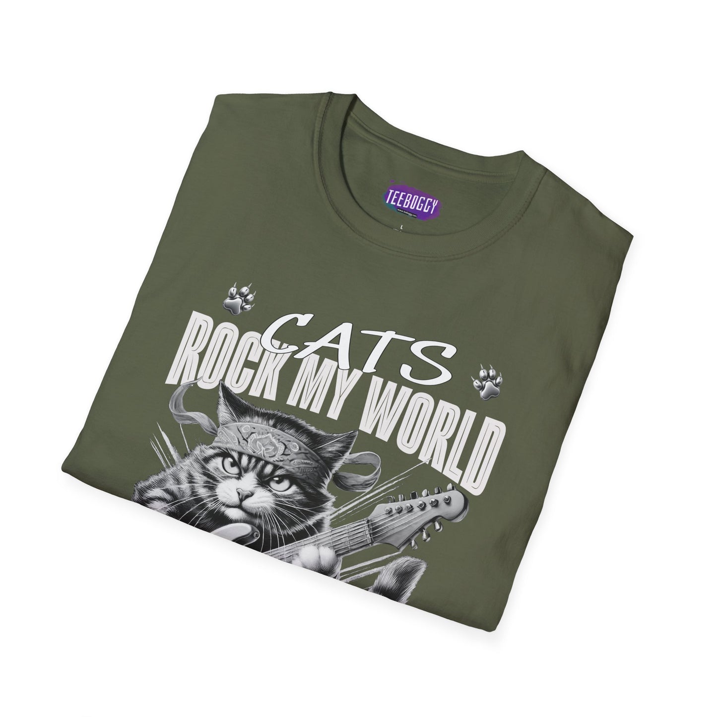 Rocker Cat T-Shirt - Cat Rock My World - R U Feline The Music