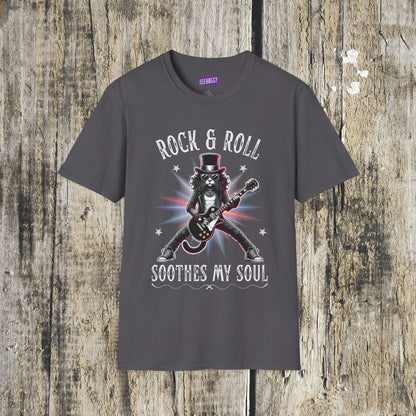 Rocker Cat T-Shirt, Rock & Roll, Soothes My Soul Design