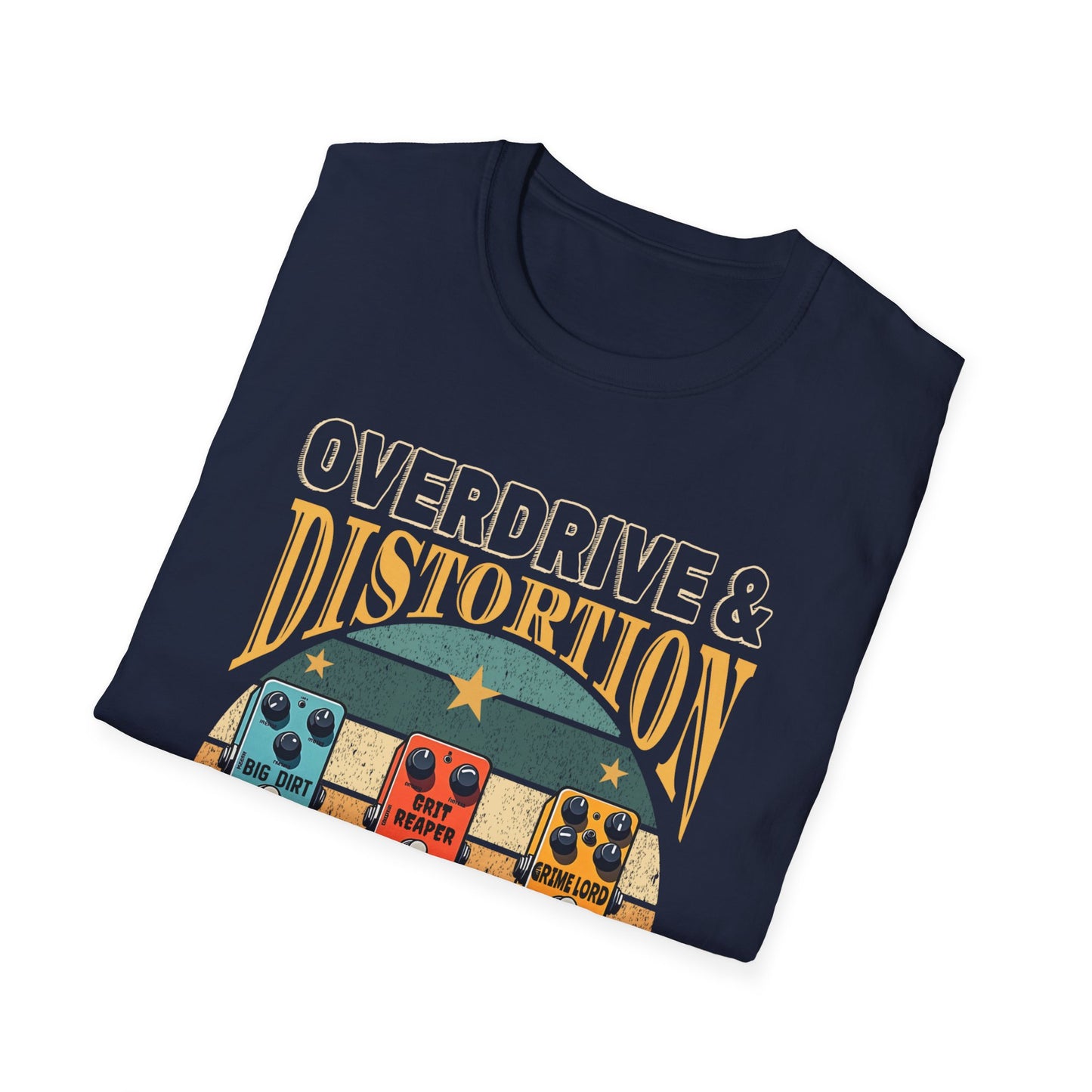Guitar Pedals T-Shirt — "Overdrive and Distortion, Guitar Heaven"