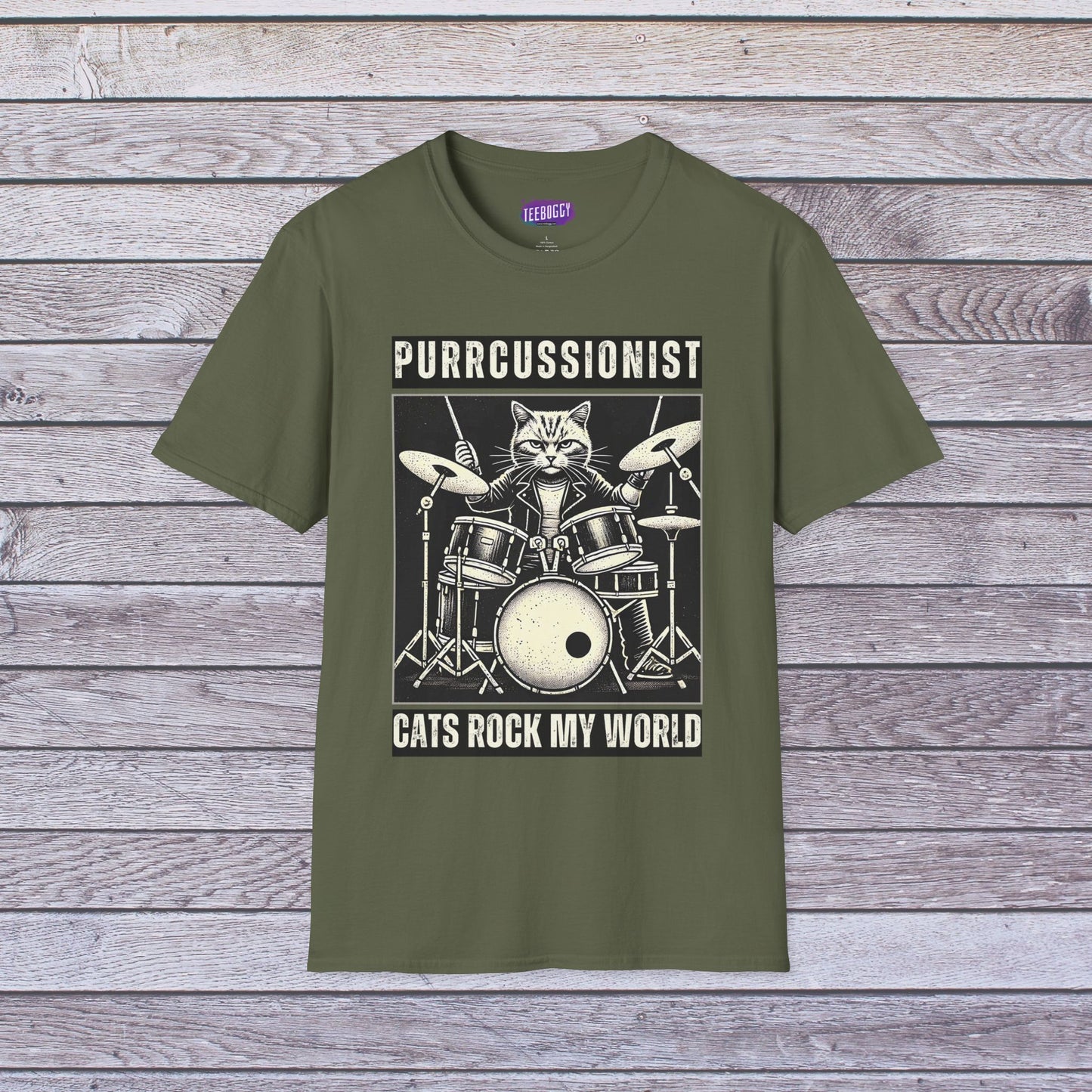 Cat Rocker T-Shirt - Purrcussionist