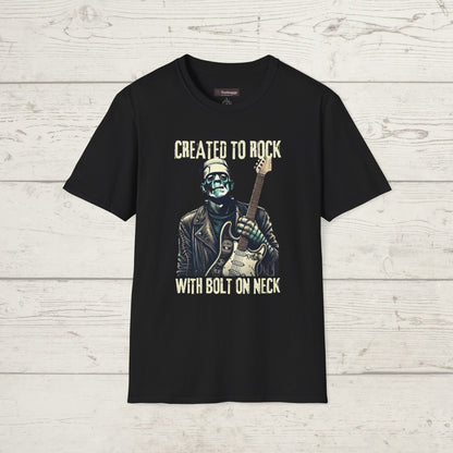 Crafted To Rock, With Bolt-on Neck, Frankenstein With Guitar, T-Shirt.