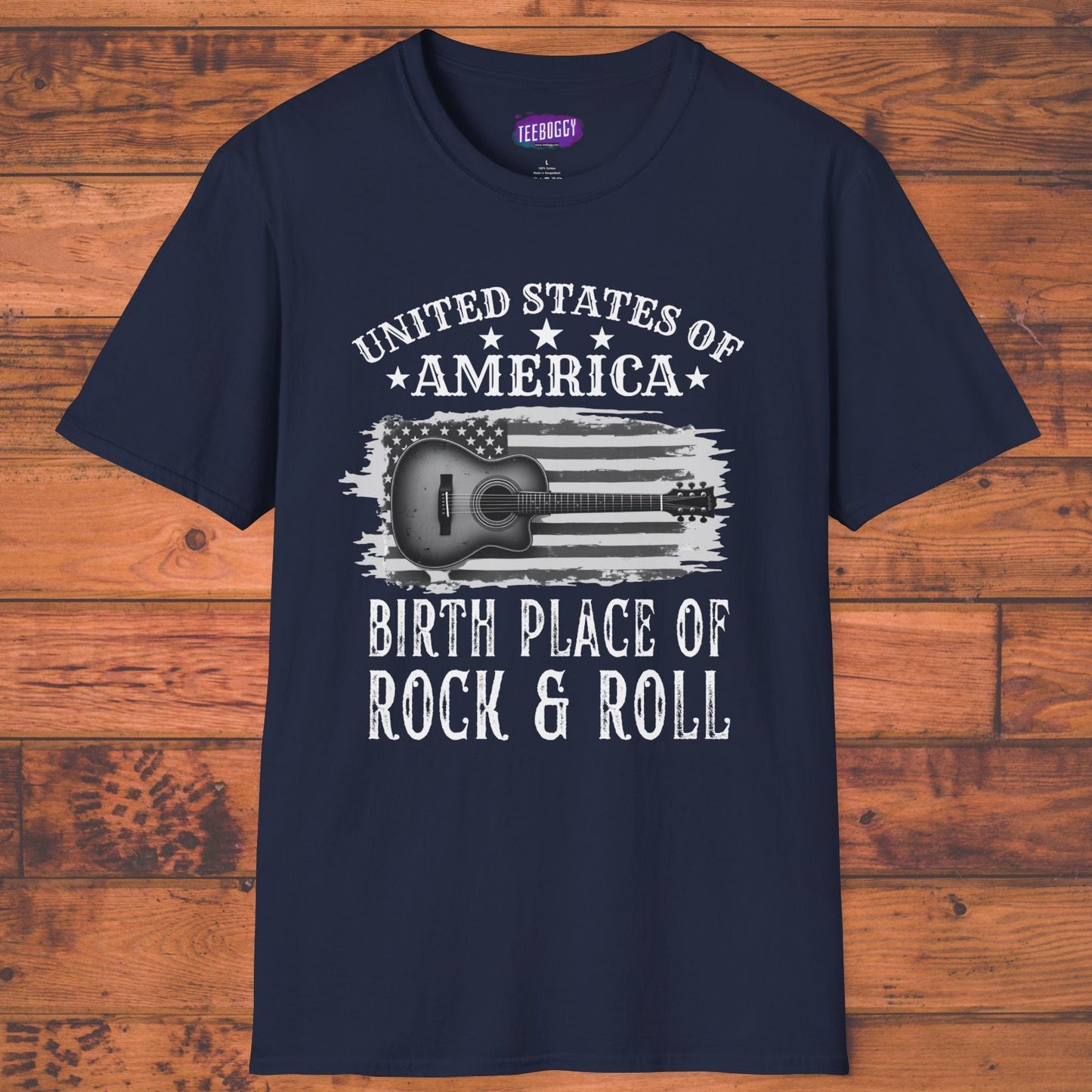 Graphic Tee USA Rock and Roll Acoustic Guitar T-Shirt