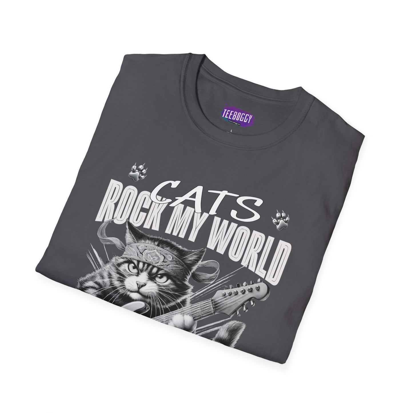 Rocker Cat T-Shirt - Cat Rock My World - R U Feline The Music