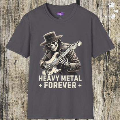 Skeleton Guitarist T-Shirt - Heavy Metal Forever
