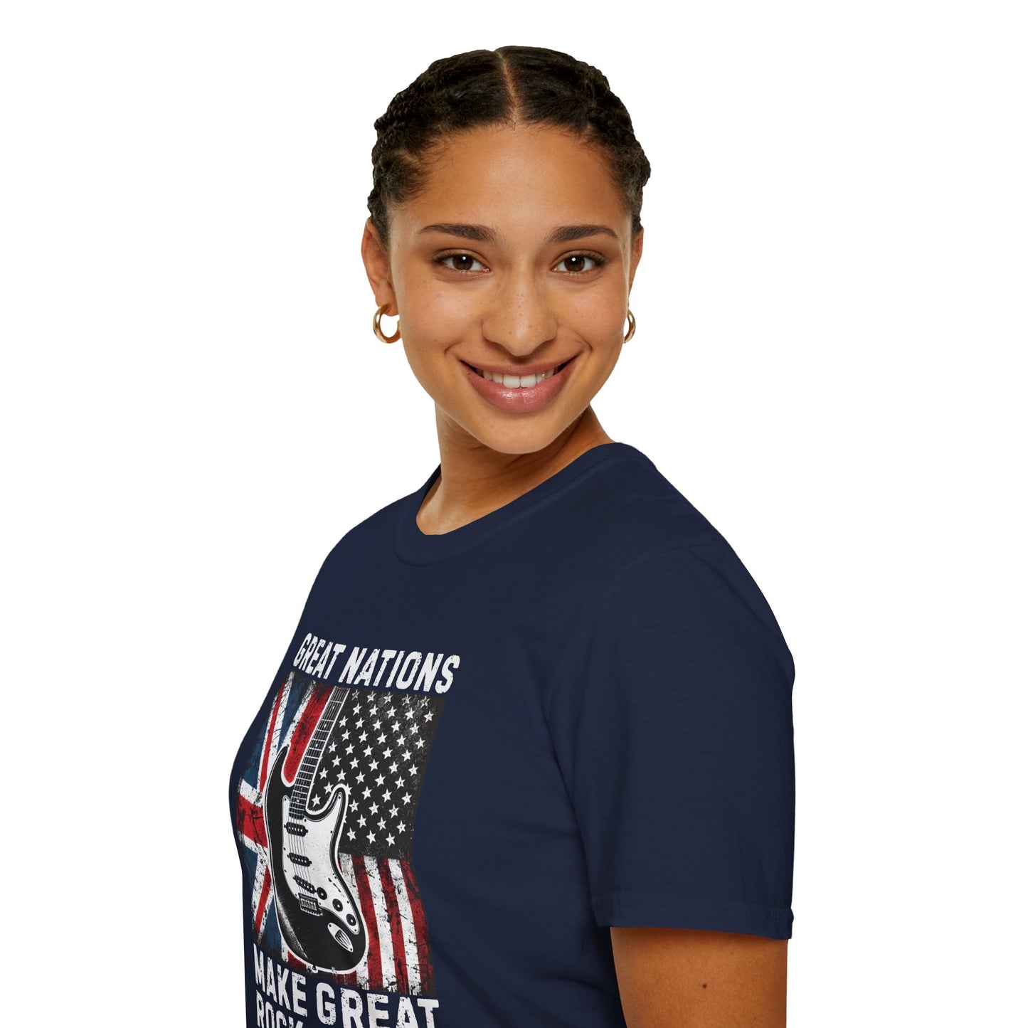 Great Nations Make Great Rock and Roll T-Shirt — USA & UK Flag Rock Tee