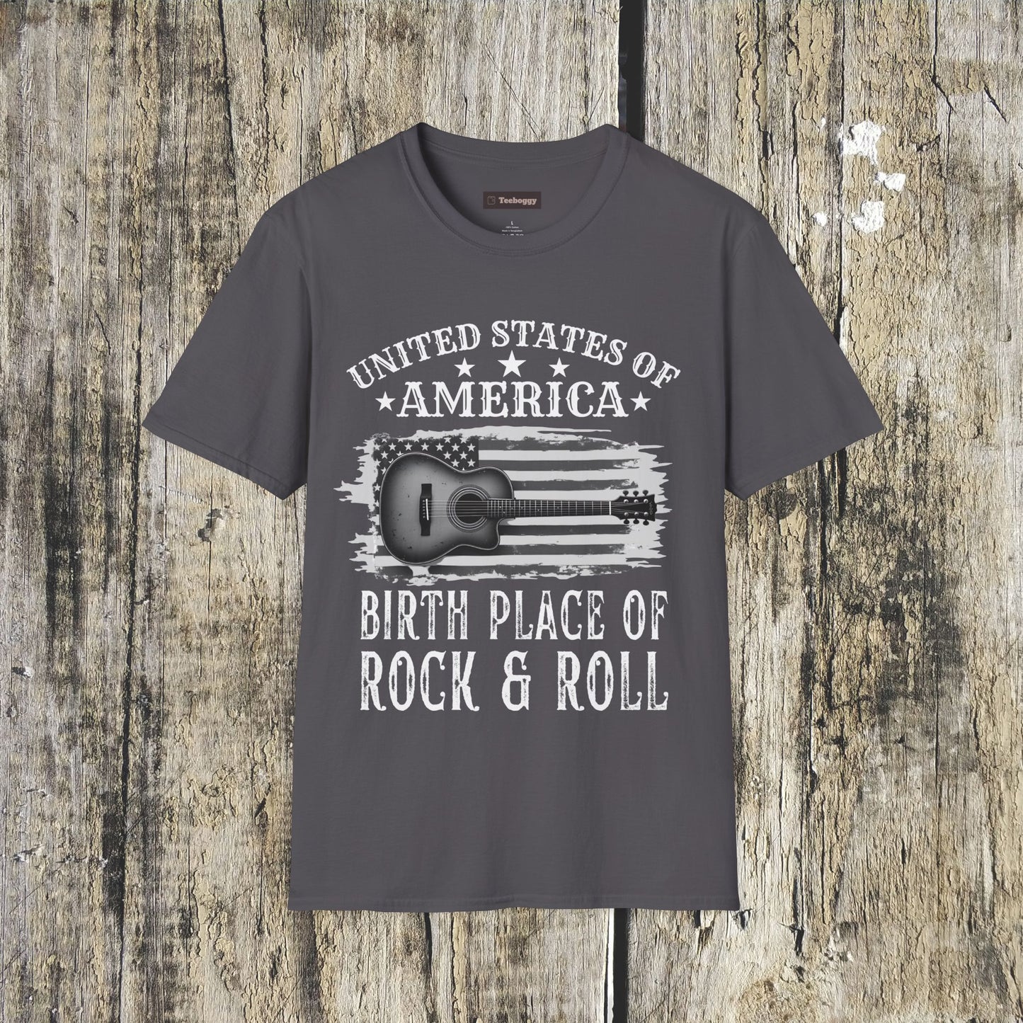 Graphic Tee USA Rock and Roll Acoustic Guitar T-Shirt