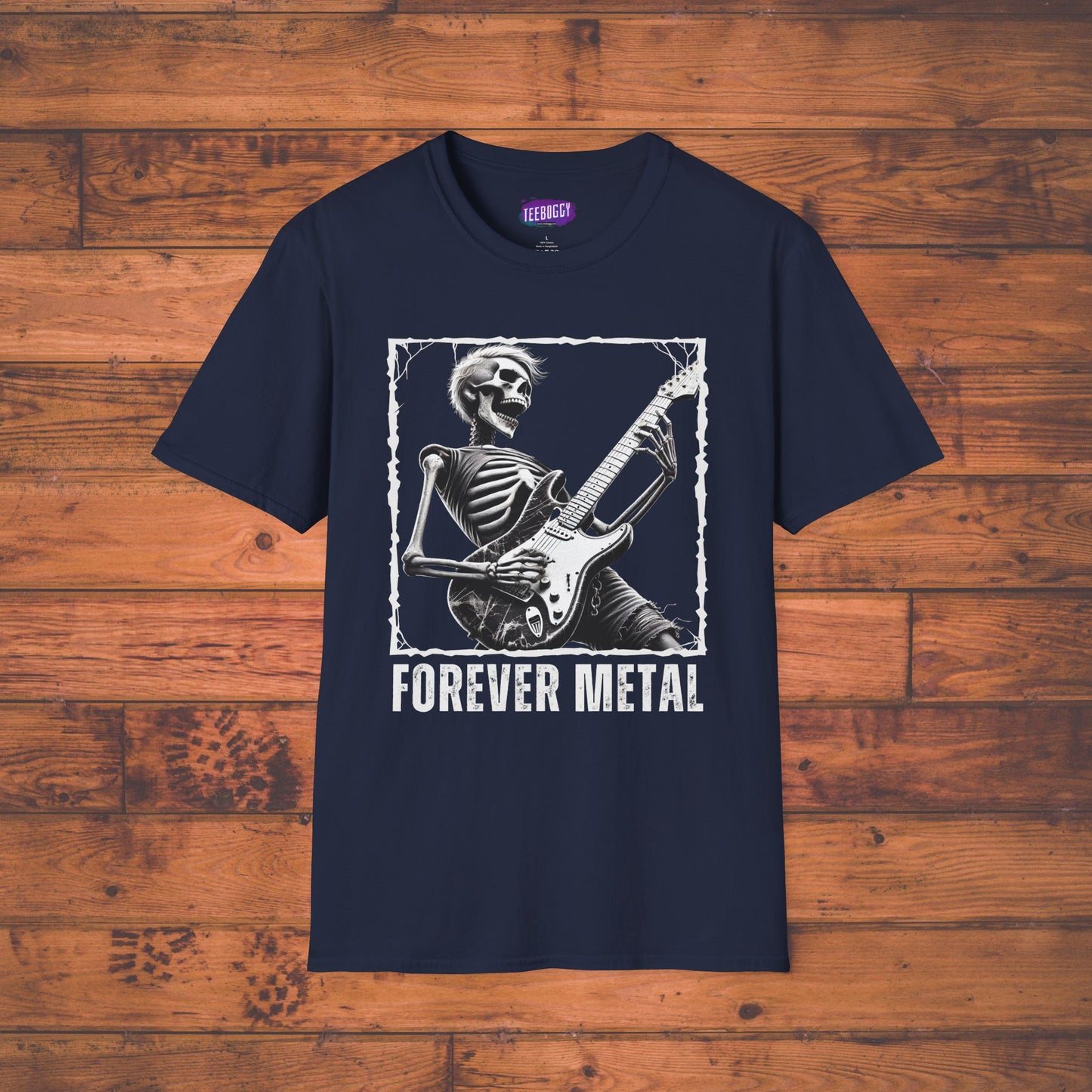 Guitar Metal T-Shirt - Skeleton Rocking Out