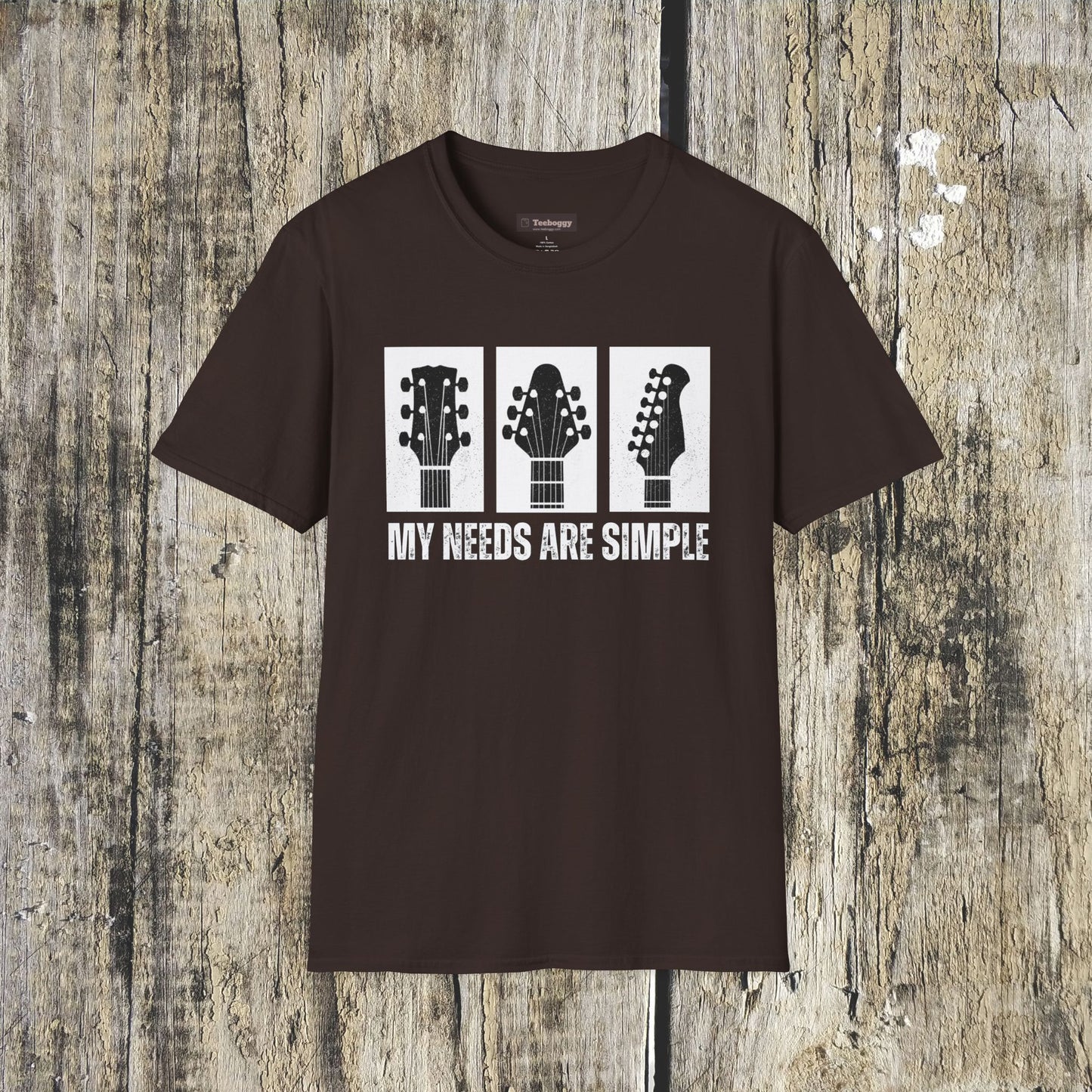 Guitar Headstocks Tee — "My Needs Are Simple!"