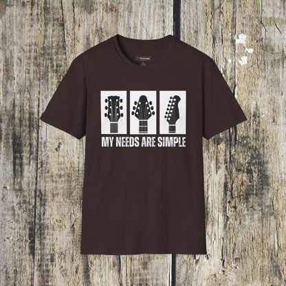 Guitar Headstocks Tee — "My Needs Are Simple!"