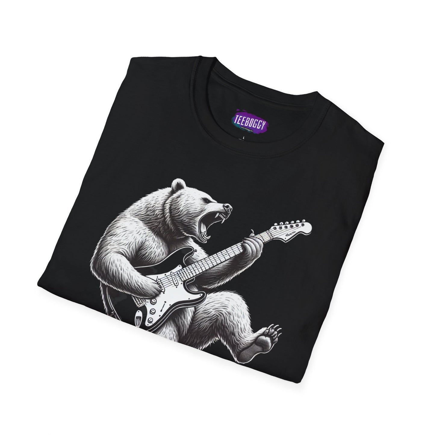 Graphic Tee Unleash the Inner Beast Grizzly Bear Rock Guitar T-Shirt