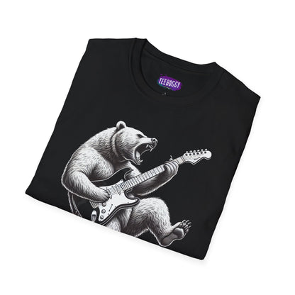 Graphic Tee Unleash the Inner Beast Grizzly Bear Rock Guitar T-Shirt