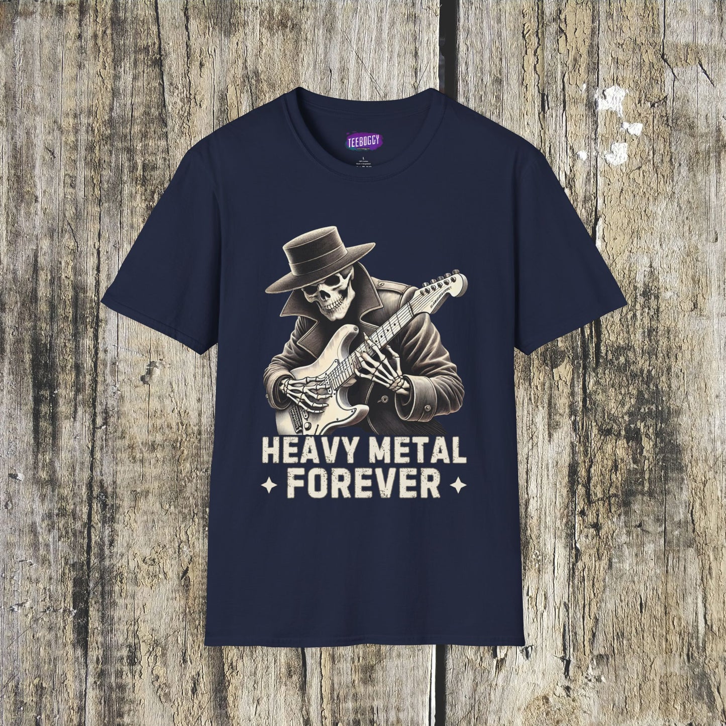 Skeleton Guitarist T-Shirt - Heavy Metal Forever