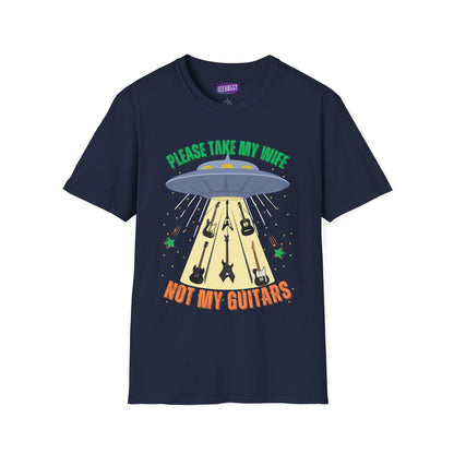 Alien Spaceship Abducting Guitars T-Shirt