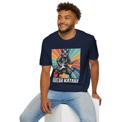 Samurai Cat Guitar Katana T-Shirt