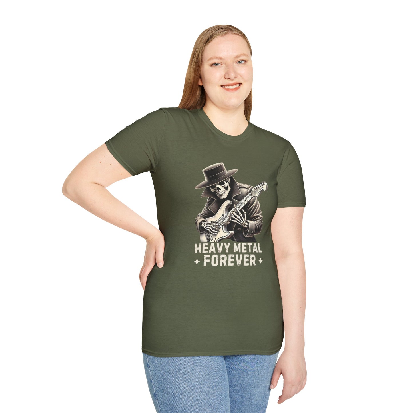 Heavy Metal Forever T-Shirt — Skeleton Rocker Guitar Tee