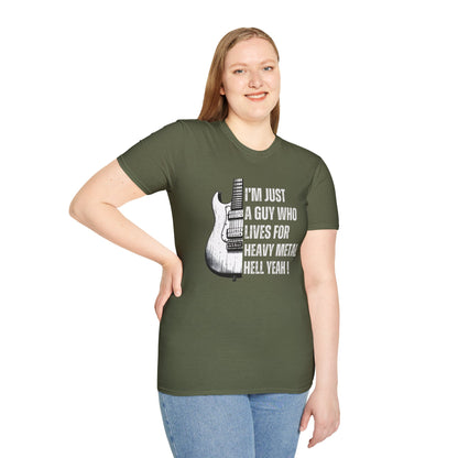I'm Just A Guy Who Lives For Heavy Metal T-Shirt — Rock Guitar Graphic Tee