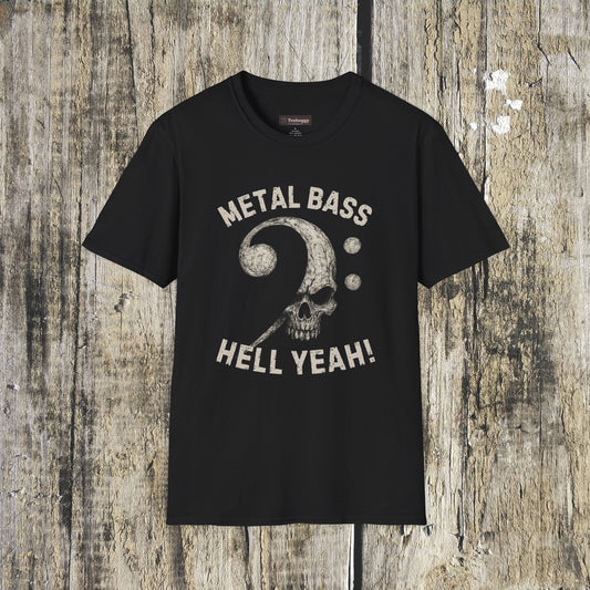 Metal Bass Skull T-Shirt — "Metal Bass, Hell Yeah!"