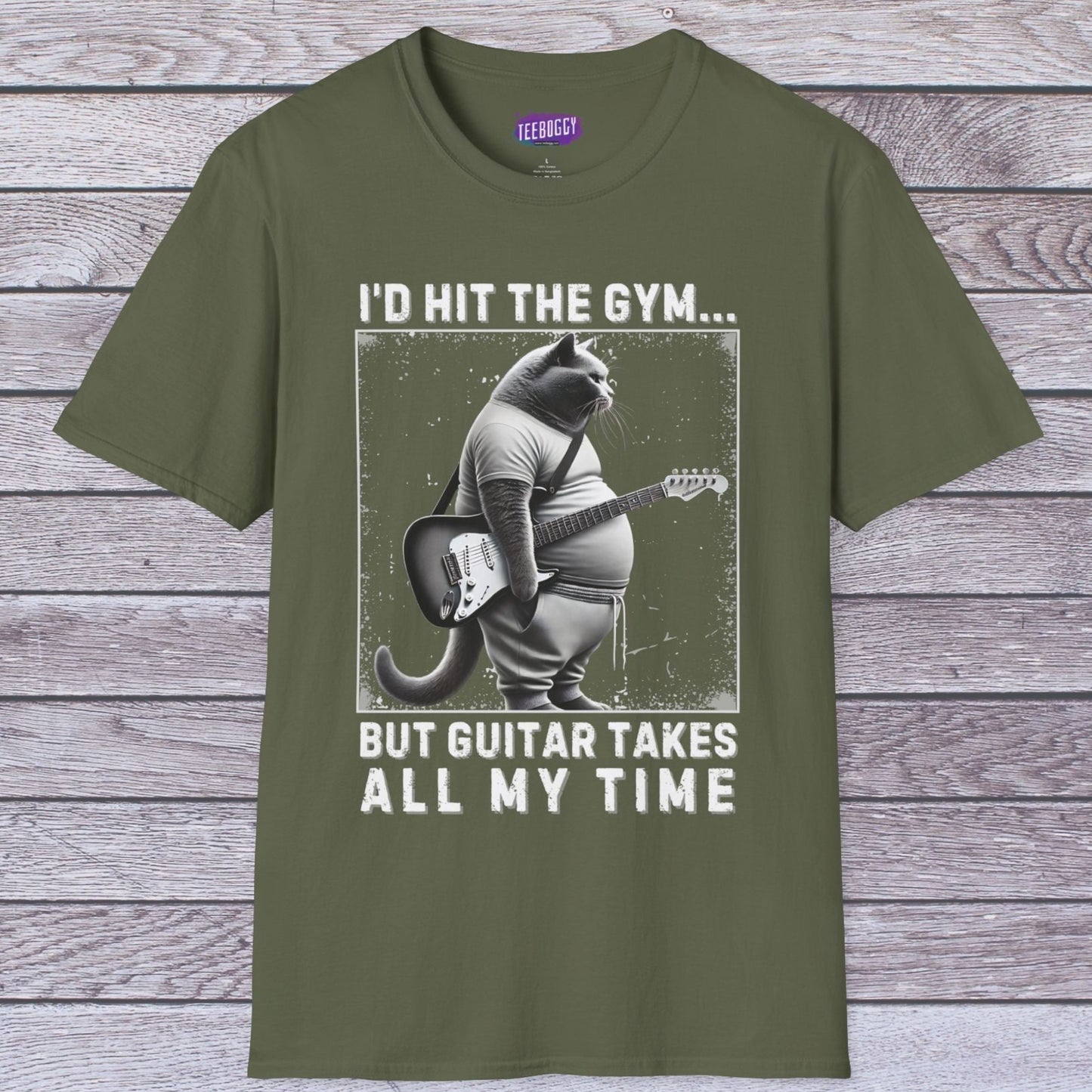 Funny Fat Cat Guitar Unisex T-Shirt