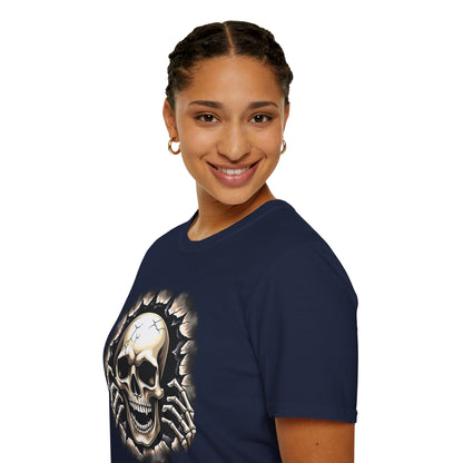 Skull Ripping Through T‑Shirt — Horror Metal Graphic Tee