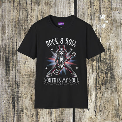 Rocker Cat T-Shirt, Rock & Roll, Soothes My Soul Design