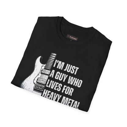 I'm Just A Guy Who Lives For Heavy Metal T-Shirt — Rock Guitar Graphic Tee