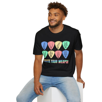 Guitar Plectrum T-Shirt - Choose Your Weapon