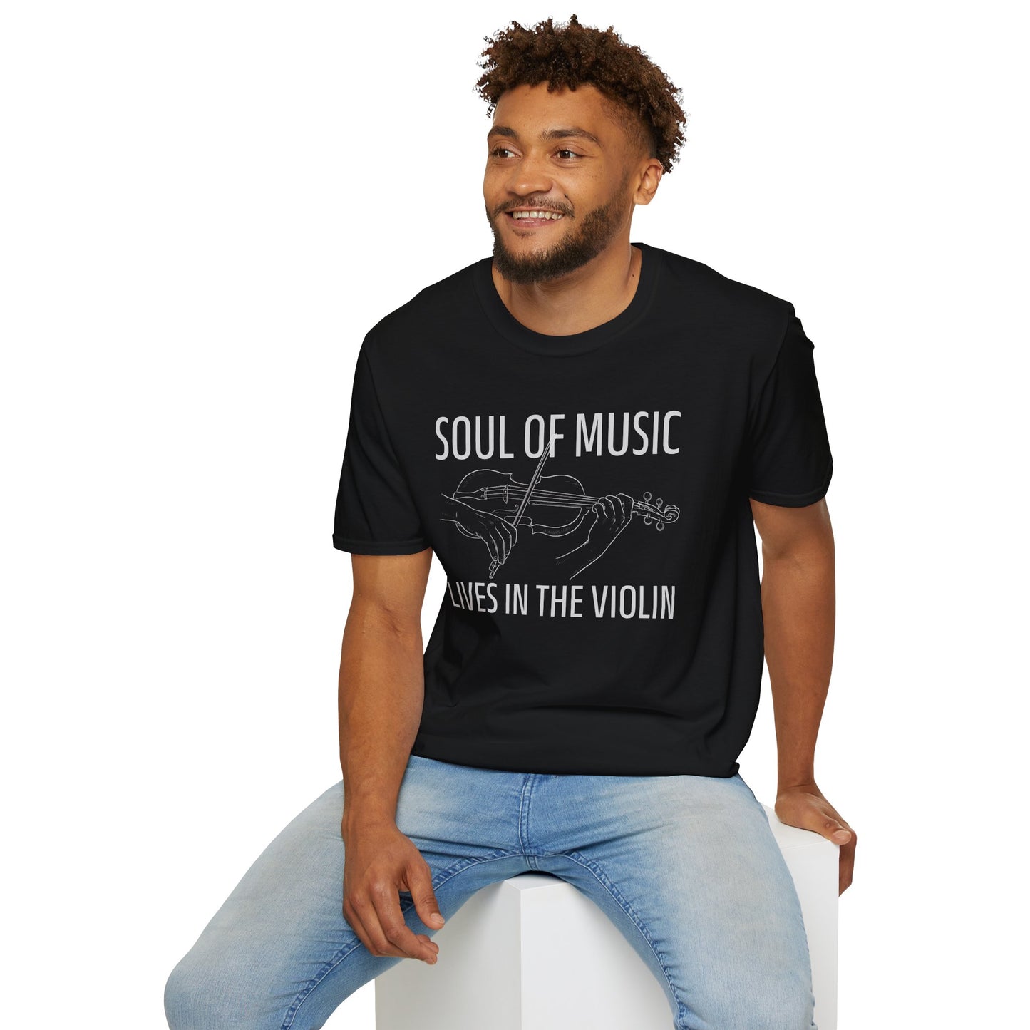 Violin Line Art Tee — "Soul of Music Lives in the Violin"