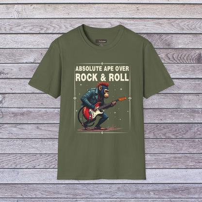 Rocker Chimp T-Shirt — "Absolute Ape, Over Rock and Roll"