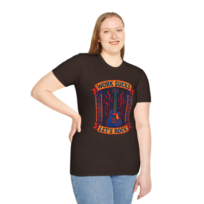 Work Sucks, Let’s Rock T-Shirt — Rock Guitar Graphic Tee