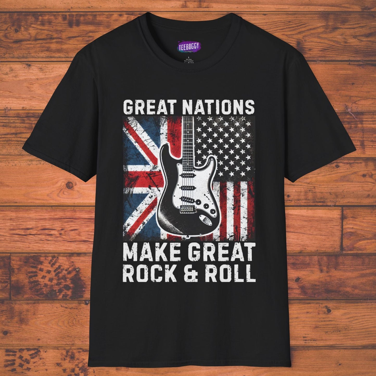 Graphic T-Shirt - UK & USA Flags - Great Nations Make Great Music