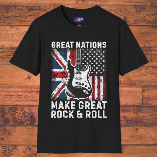 Graphic T-Shirt - UK & USA Flags - Great Nations Make Great Music