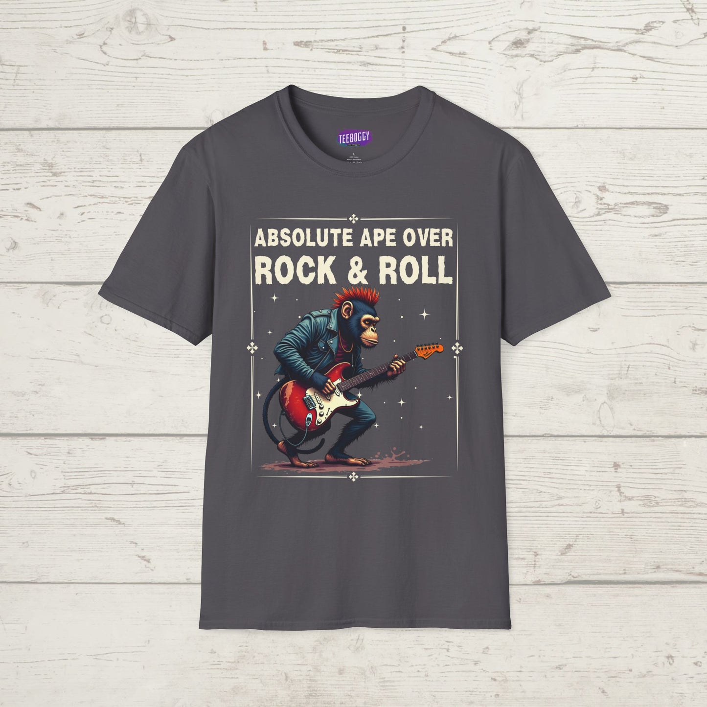 Funny Rocker Monkey Unisex T-Shirt - Absolute Ape Over Rock & Roll