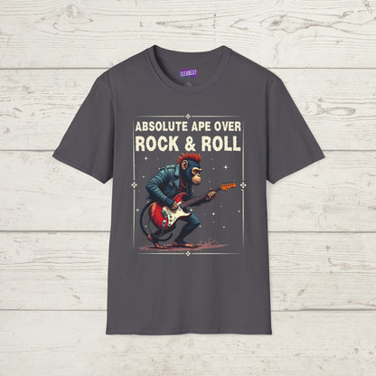 Funny Rocker Monkey Unisex T-Shirt - Absolute Ape Over Rock & Roll