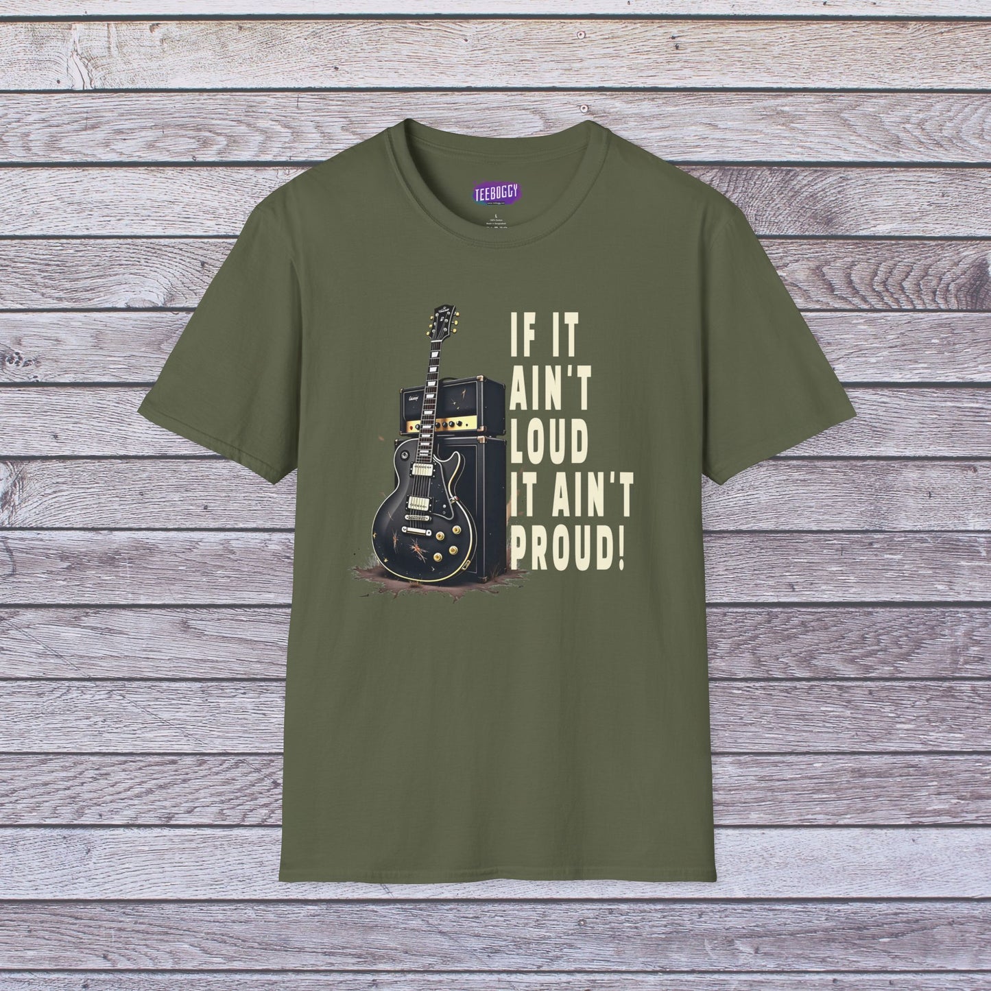 Guitar Amp Image and Slogan Unisex Softstyle T-Shirt