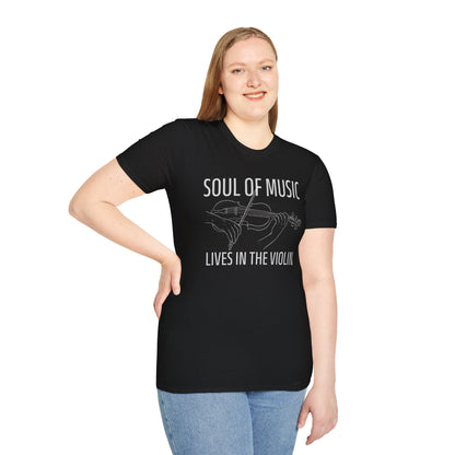Violin Line Art Tee — "Soul of Music Lives in the Violin"